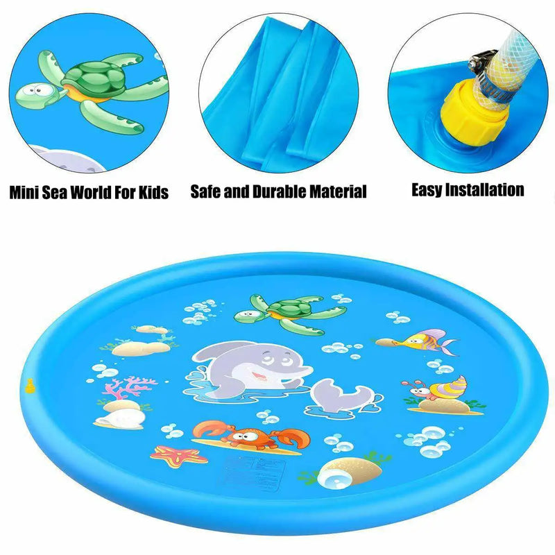 Children Play Spray Mat  100/170cm Beach Inflatable Water Sprinkler Pad Outdoor