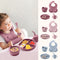 8Pcs Baby Food Feeding Set Sucker Bowl Dishes Plate Dinnerware For Children Dishes Baby Bib Cup Tableware Baby Stuff