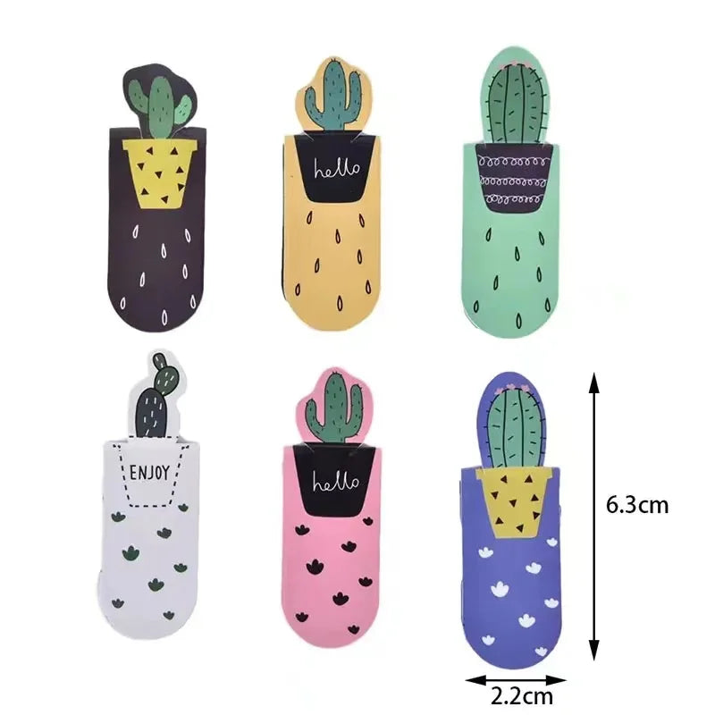 3 Pcs Fresh Cactus  Plants Magnetic Bookmarks