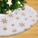 38CM Plush Christmas Tree Skirt White Snowflakes