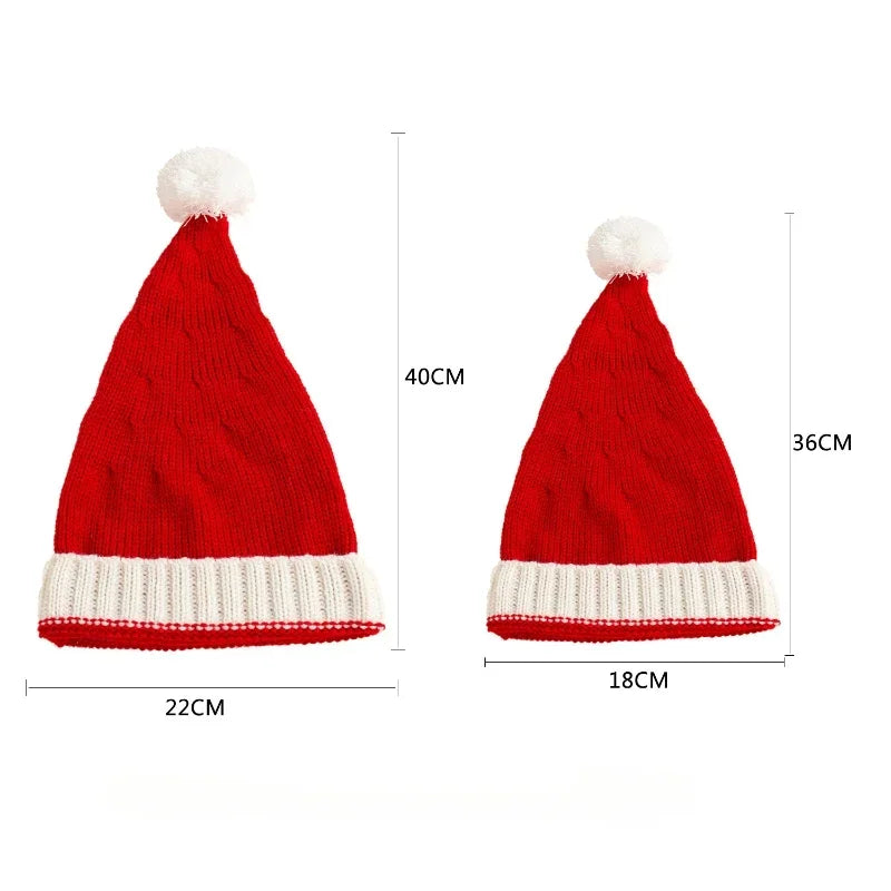 Knitted Christmas Hat Cute Pompom