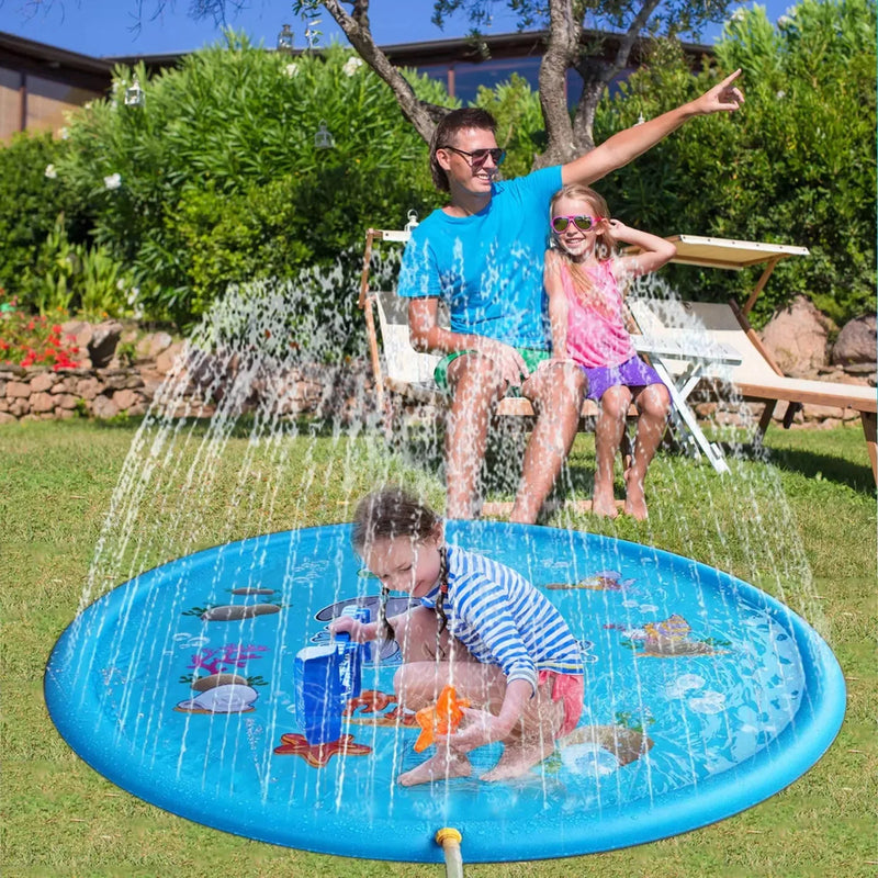 Children Play Spray Mat  100/170cm Beach Inflatable Water Sprinkler Pad Outdoor