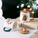 Christmas Ceramic Mug with Wooden Lid Spoon Gift