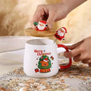 Christmas Ceramic Mug with Wooden Lid Spoon Gift