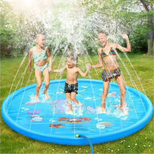 Children Play Spray Mat  100/170cm Beach Inflatable Water Sprinkler Pad Outdoor