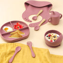 8Pcs Baby Food Feeding Set Sucker Bowl Dishes Plate Dinnerware For Children Dishes Baby Bib Cup Tableware Baby Stuff